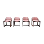 4 chaises de salle  manger en velours italien mi - centrury, annes 1960