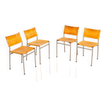 4 chaises  se06  cuir cognac par martin visser pour spectrum 80's