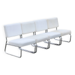 4 chauffeuses formant canapé modulable. acier, simili - cuir, années 70 4 chauffeuses formant canapé modulable. acier, simili - cuir, années 70