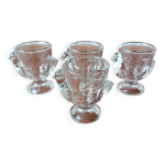 4 coquetiers en verre formant une poule, france 1980 4 coquetiers en verre formant une poule, france 1980