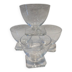 4 coupes  champagne 14cl cristal daum  base carre h 7cm