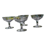 4 coupes à champagne anciennes en verre gravé, belgique 4 coupes à champagne anciennes en verre gravé, belgique
