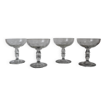 4 coupes  champagne en verre souffl, xxme