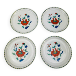 4 coupelles porcelaine de paris dcor pavot fleurs rouges et bleues