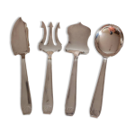 4 couverts de service en mtal argent avec crin