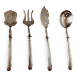 4 cubiertos art d�co para servir postres o frutas de metal plata de principios s. xx