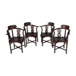4 fauteuils asiatiques en bois sculpt et marquets de nacre, dbut xxe