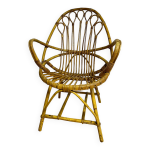 4 fauteuils en bambou & rotin