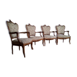 4 fauteuils cabriolet identiques style louis xv � dossier incurv�, violon�, en noyer