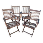 4 fauteuils de jardin pliants en bois exotique 4 fauteuils de jardin pliants en bois exotique