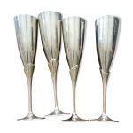 4 fltes  champagne en laiton dor et argent