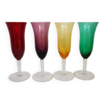4 fl�tes � champagne multicolores