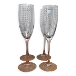 4 fltes  champagne vintage luminarc en verre rose et transparent