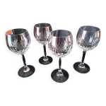 4 grands verres � vin en cristal ( de lorraine ? )