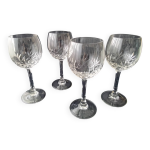4 grands verres  vin cristal taill
