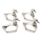 4 ronds de serviette en argent plaqu en forme de canard