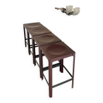 4 tabourets rares matteo grassi en corce marron chaud / rouge bordeaux