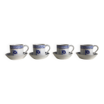 4 tasses  caf et leurs soucoupes