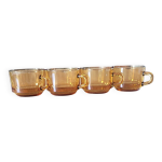 4 tasses  caf en verre ambr