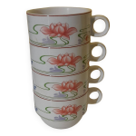 4 tasses  chocolat en vitro porcelaine villeroy & boch modle florida diam 9 cm