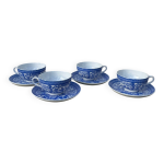 4 tasses en porcelaine bleu japon