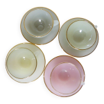 4 tasses et sous tasses harlequin vintage en arcopal 221043