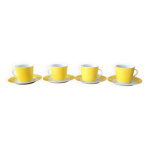 4 tasses et sous - tasses jaunes et blanches