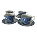 4 tasses et sous - tasses à thé bleues coaching scenes par johnson bros ireston 4 tasses et sous - tasses à thé bleues coaching scenes par johnson bros ireston