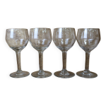4 verres  apritif  pied transparent et facetts, annes 50 - 60
