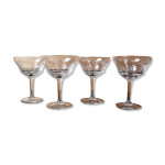 4 verres � cocktail vintage grav�s motif fleur, ann�es 50