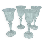 4 verres en cristal cisels. berlin kusak cut glass works.