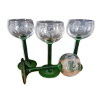 4 verres à digestif alsaciens gravés, années 70 4 verres à digestif alsaciens gravés, années 70