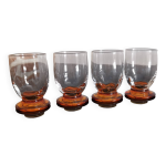 4 verres digestif / shooter souffls 1930 cotes vnitiennes et pieds ambre art - dco