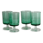 4 verres � liqueur en verre vert translucide