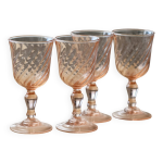 4 verres � liqueur vintage luminarc rosaline ann�es 1970