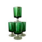 4 verres  pied luminarc france annes 70 verts bicolores