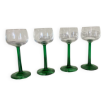 4 verres  pied vert
