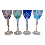 4 verres  vin cristal lorraine colors