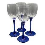 4 verres à vin luminarc bleus, france 4 verres à vin luminarc bleus, france