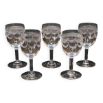 5 anciens verres a vin / porto en cristal grav baccarat ? 1900
