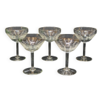 5 anciennes coupes a champagne en cristal taill palmettes art dco