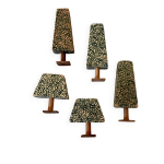 5 arbres en bois, jouets anciens, annes 1900