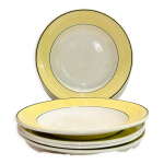 5 assiettes creuses ceranord faence - provence jaune et verte