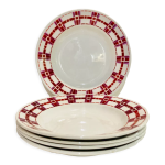 5 assiettes creuses en faence bordeaux et rouge stuart moulin ds loups
