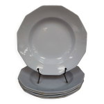 5 assiettes creuses octogonales en faence moulin des loups couleur bleu ple