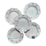 5 assiettes creuses vintage en porcelaine opaque salins motif fleuri 5 assiettes creuses vintage en porcelaine opaque salins motif fleuri