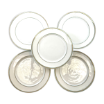 5 assiettes dessert blanche avec liser vert 19, 5cm