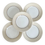 5 assiettes à dessert faïence vintage estampillées salins - marli vichy beige et blanche 5 assiettes à dessert faïence vintage estampillées salins - marli vichy beige et blanche