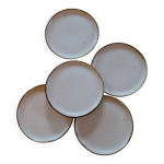 5 assiettes � dessert en gr�s verniss�. 1970 19805 assiettes � dessert