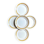5 assiettes plates st amand en faence jaune et dore